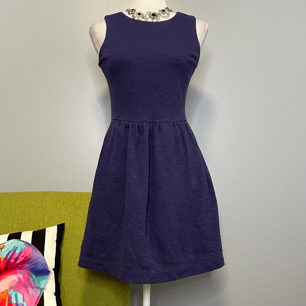 J Crew Blue Purple Knit Sleeveless Fit and Flare Dress XS - Picture 1 of 5